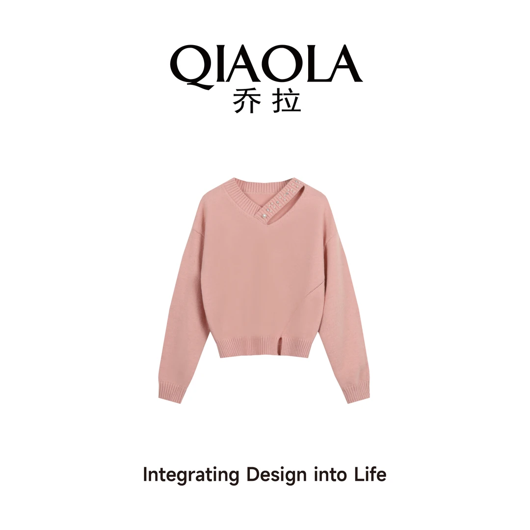 QIAOLA/乔拉【桃色心动】春季新款银丝北极绒保暖舒适百搭上衣预售