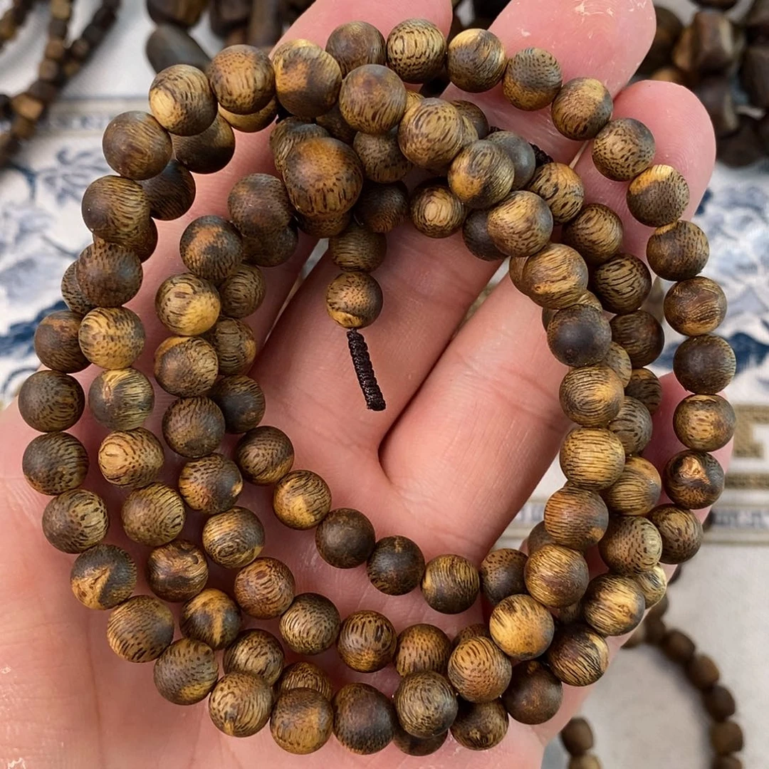 沉香手串28.1g 9分沉海南虎斑纹 棋楠 8mm108颗