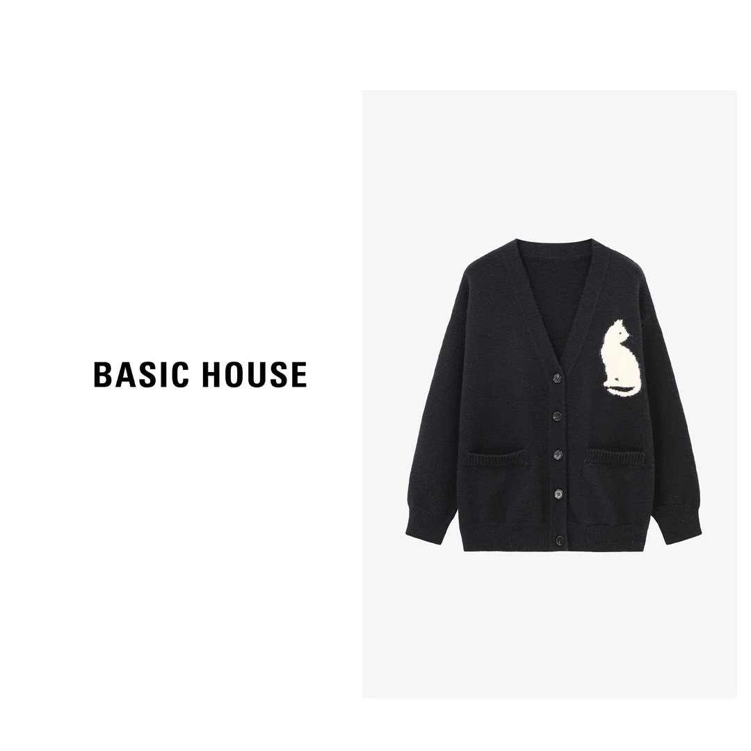 Basic House/百家好秋季休闲百搭极简风针织毛衣-B0625B5KAW2