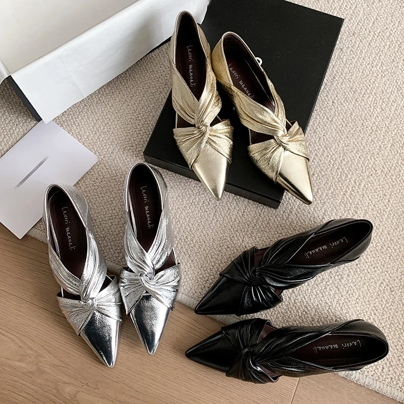 5cm/34-40/春夏新款粗跟内增高尖头包头两穿时尚真皮单鞋女鞋