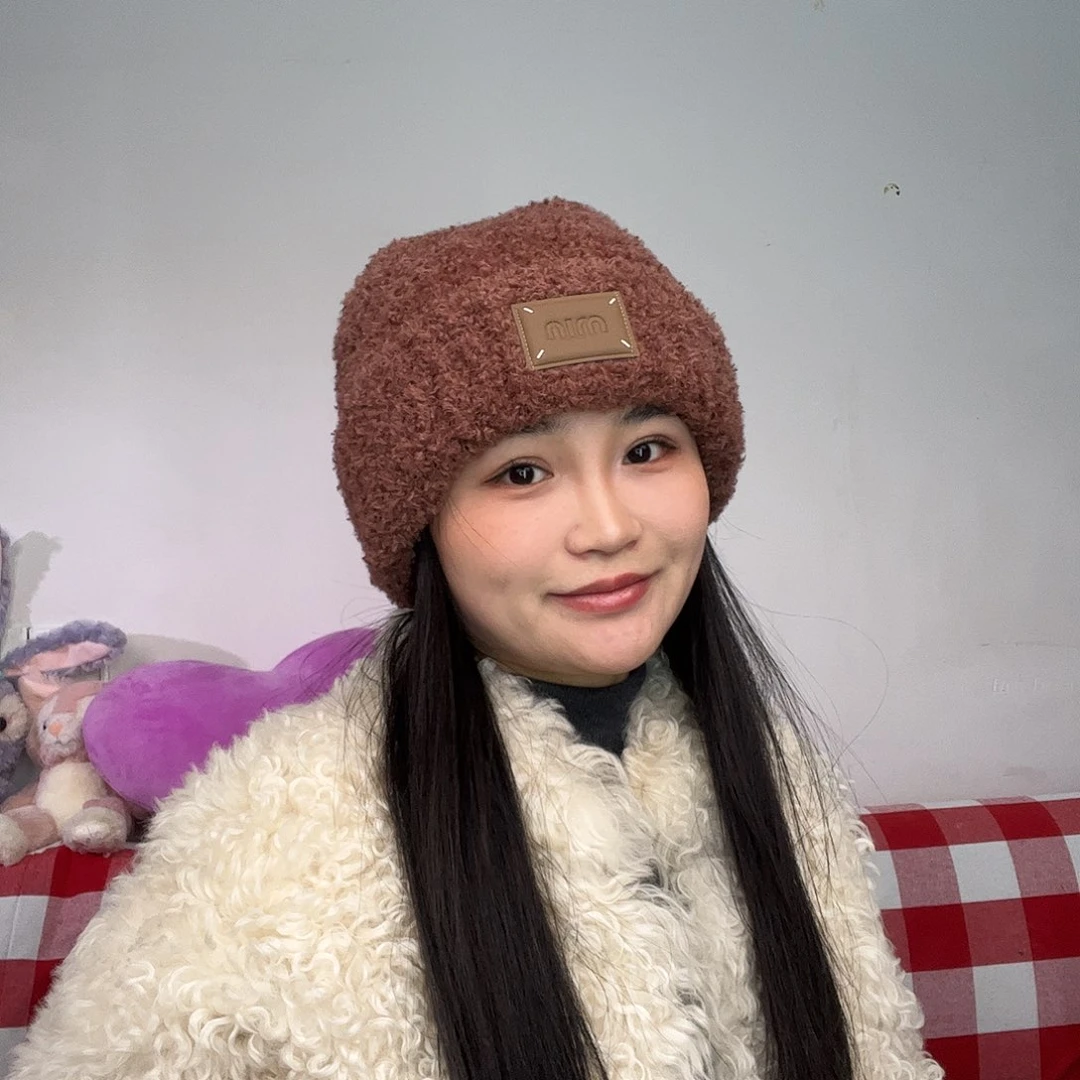 纯棉不掉毛毛线帽大头