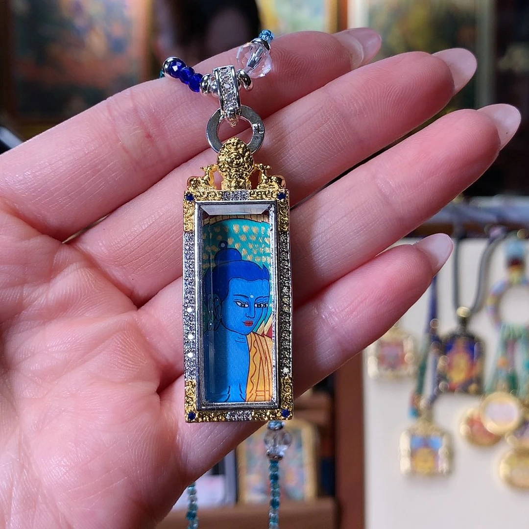 吊坠热贡纯手绘唐卡药师