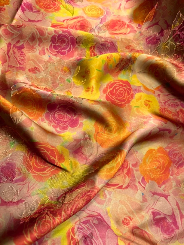 油画仙境 红云纱国风国风时尚服装面料