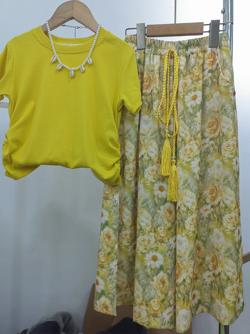 阔腿裤女童碎花套装2025夏季新款洋气时髦圆领裙裤短袖儿童百搭潮