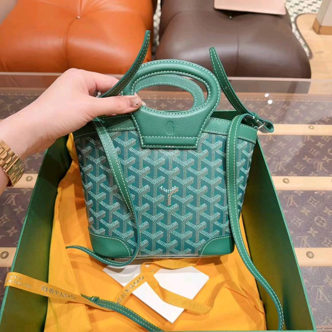 99新 Goyard 新款Beluga mini 菜篮子绿色 手提单肩斜挎包 /