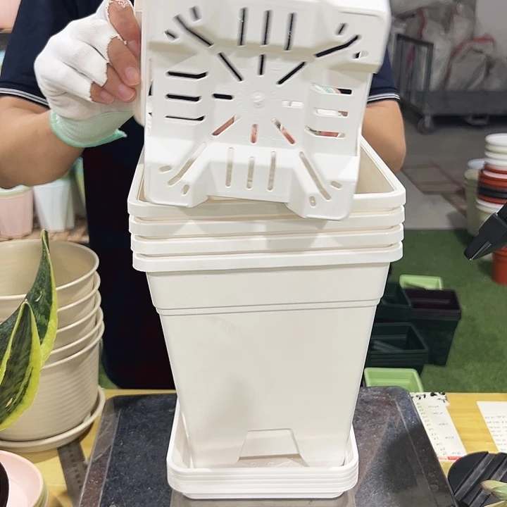正品方形口20高22白色带托5个