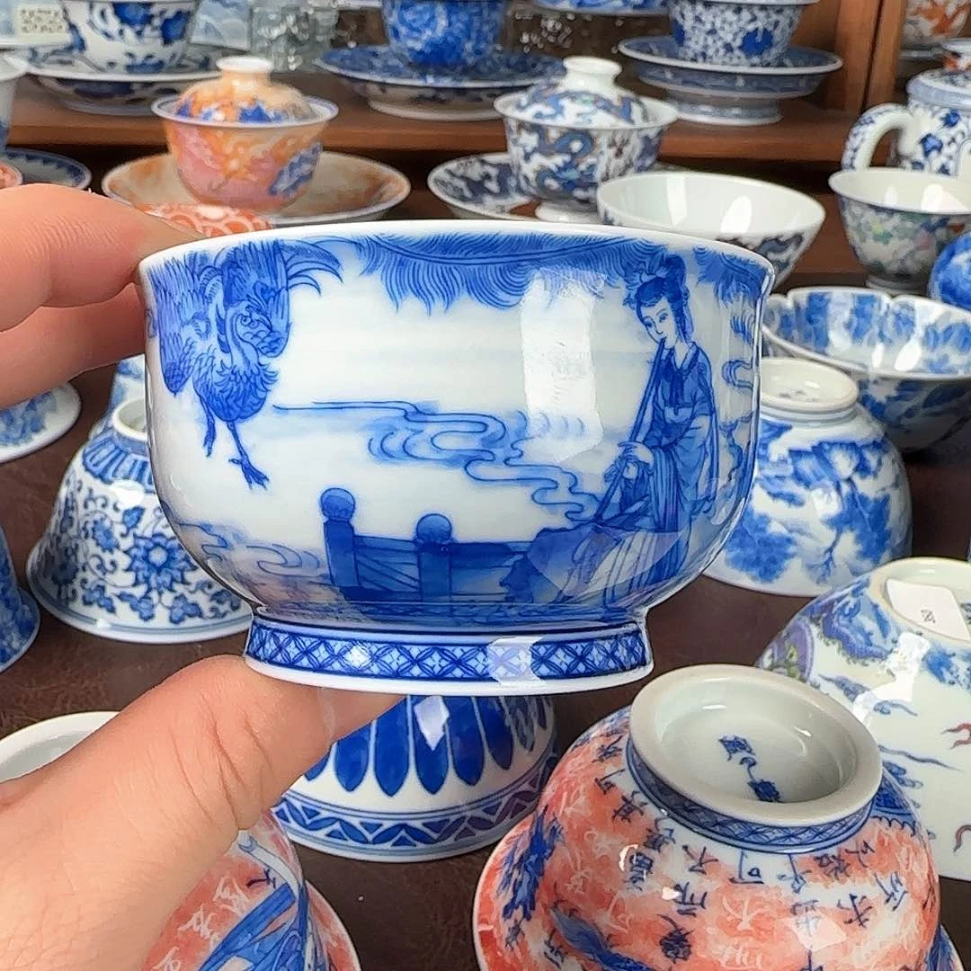 杯陶月楼青花釉下炉式杯