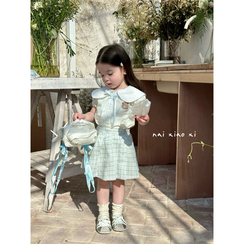NXX·25夏~娃娃领格子裙两件套NXX5622