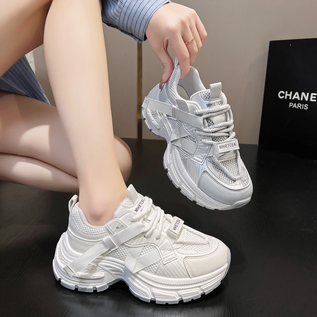 厚底增高老爹鞋女春款2025年新款网面潮流百搭运动休闲鞋