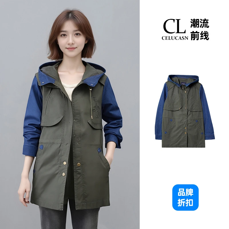 N4QB80632#连帽长袖休闲显瘦秋青春休闲外套女中款外套