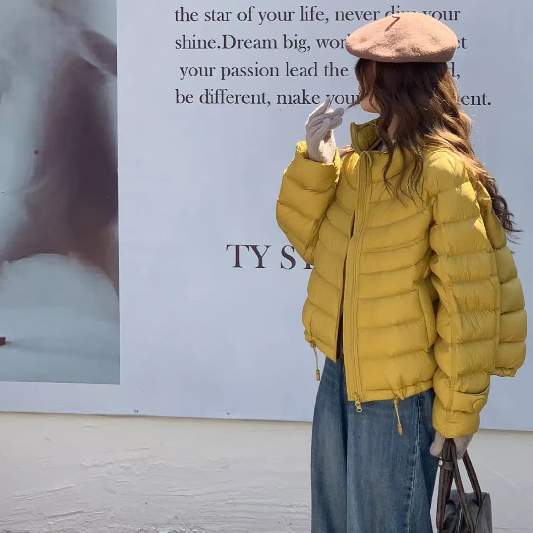 国标白鸭绒排骨羽绒服女新款秋冬时尚立领韩版保暖百搭加厚外套