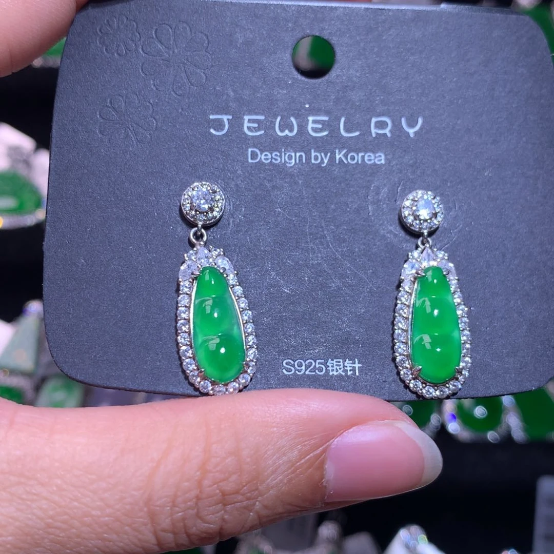 【闪购商品】银S925镶嵌翡翠耳饰