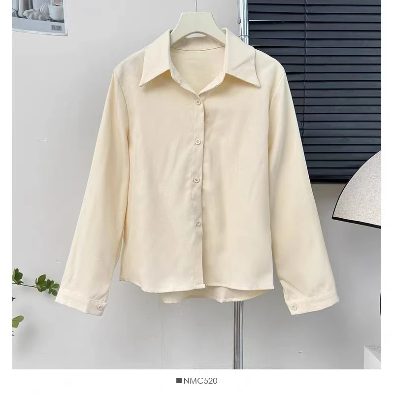 NN1076-时尚衬衣气质长袖短款休闲百搭翻领