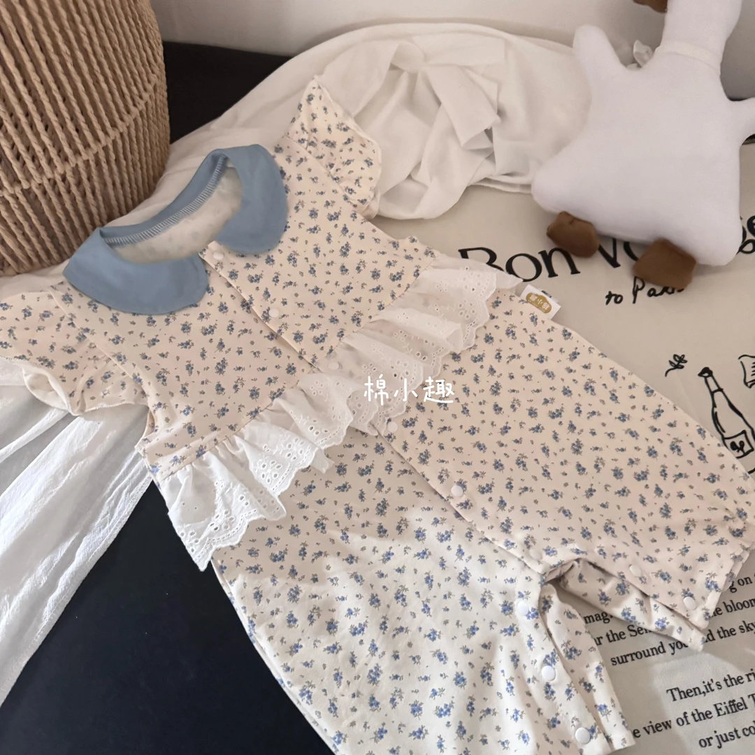 云顶茉莉小飞袖哈衣连体衣婴幼宝宝夏季短袖爬服柔软舒爽婴儿闭裆