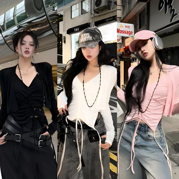 Blackgirl新款【为爱逃亡】 夏季小众设计款显瘦背心防晒两件套吊带