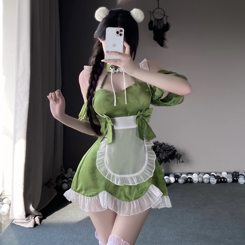 新中式国潮性感吊带盘扣立领洛丽塔开叉短裙制服