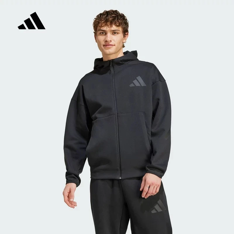 adidas阿迪达斯男装新款宽松透气针织夹克运动外套JE7538