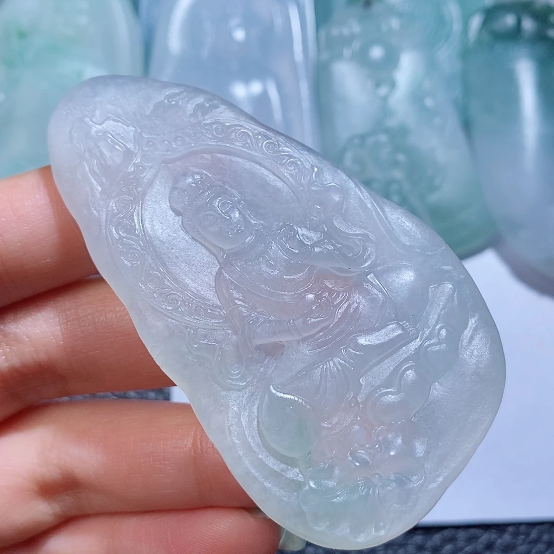 定制翡翠未镶嵌毛货付款后确认抛光