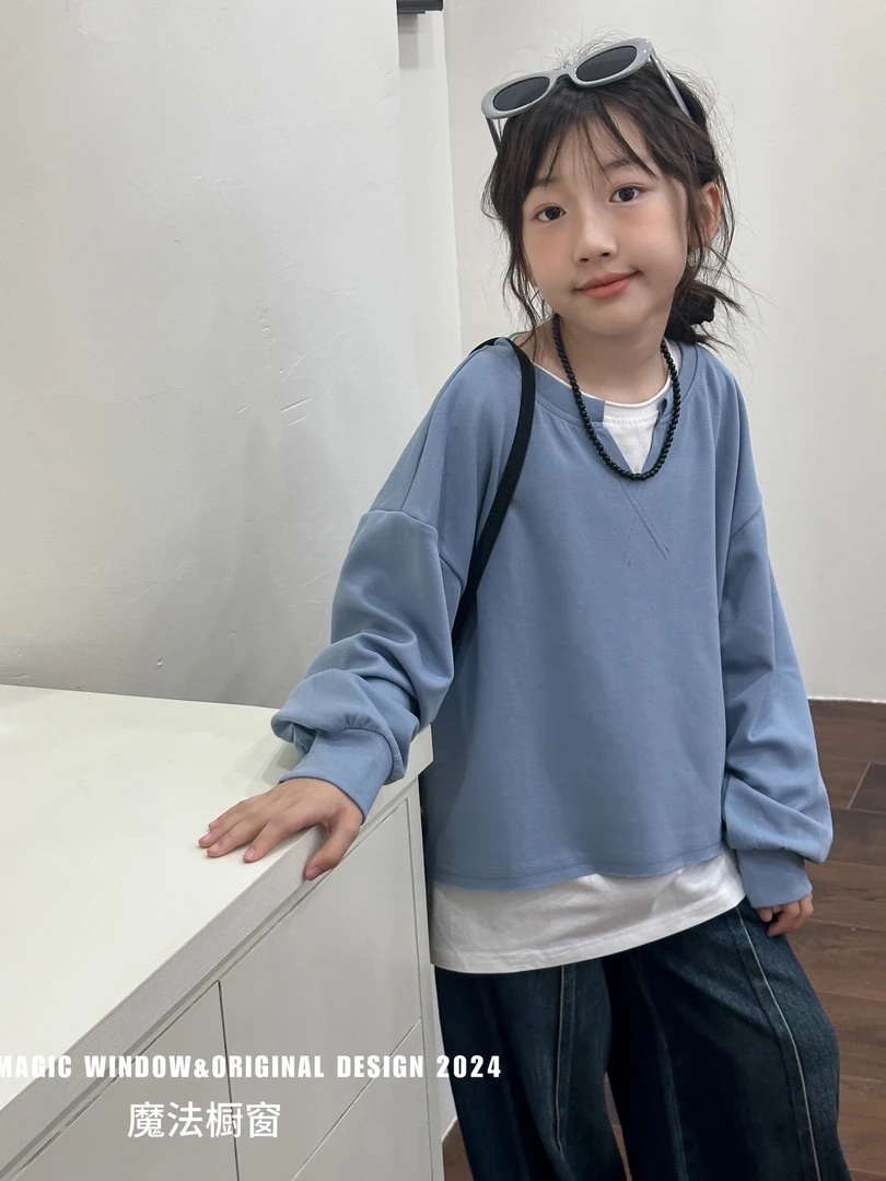 62099时尚上衣儿童童装假两件