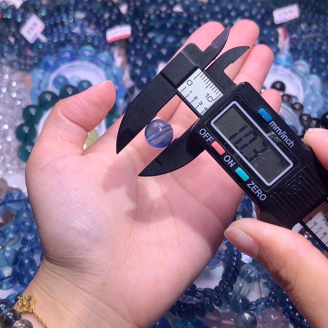 水晶手链未镶嵌超圣蓝海蓝宝单珠10.3mm