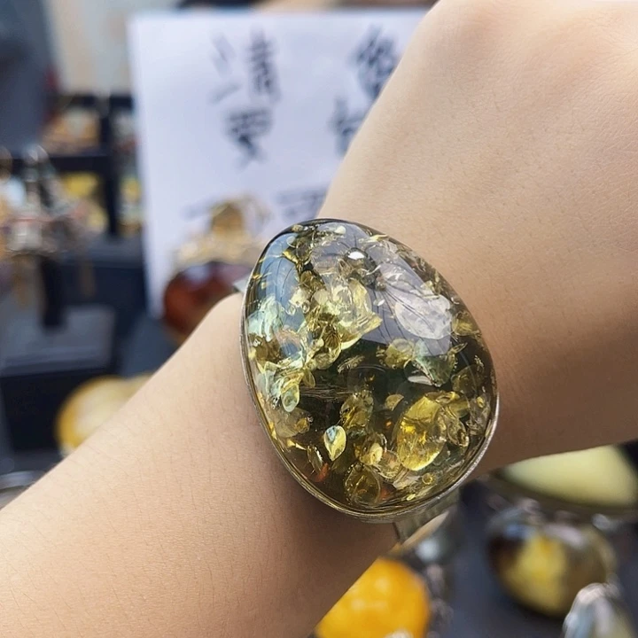 银S925镶嵌琥珀裸石