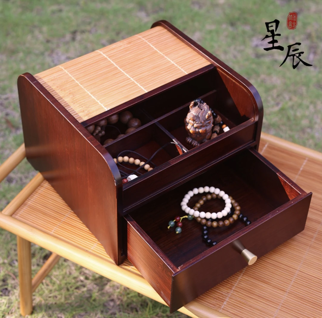 星辰楠竹紫砂收纳柜国风古风星辰收纳柜家用高山楠竹茶水柜茶杯架