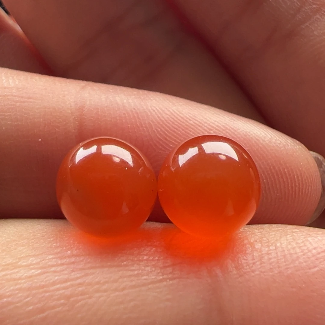 南红玛瑙圆珠7.8对珠未镶嵌