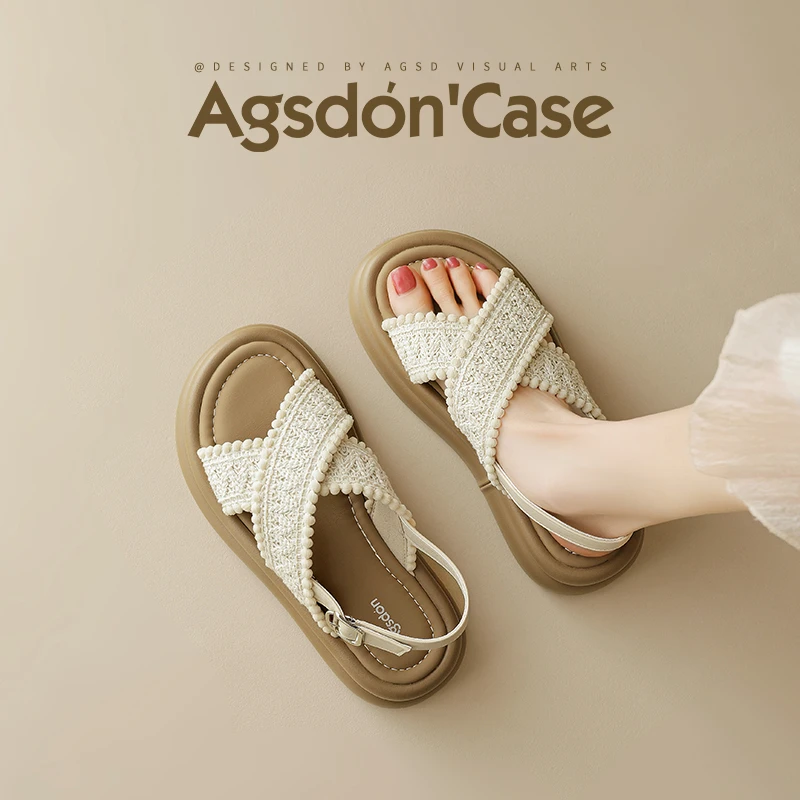 /奥古狮登罗马凉鞋女2025新款夏季透气两穿软底凉拖鞋外穿一脚蹬Q