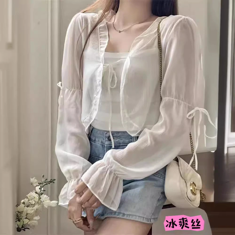 仙气雪纺防晒开衫薄女夏新款罩衫夏披肩小坎肩薄纱冰丝外套长袖