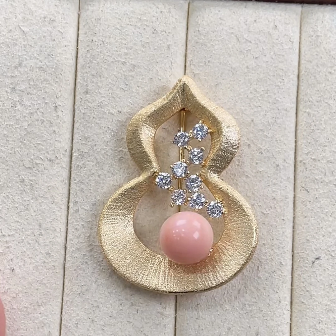 天然红珊瑚胸针吊坠两用款