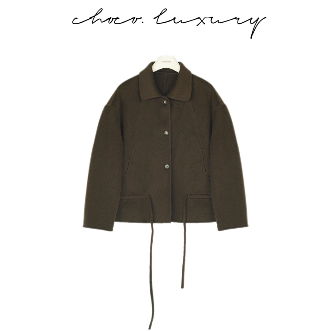 CHOCO【欧尼】100%羊毛 收藏系列 下摆抽绳双面呢 D3393