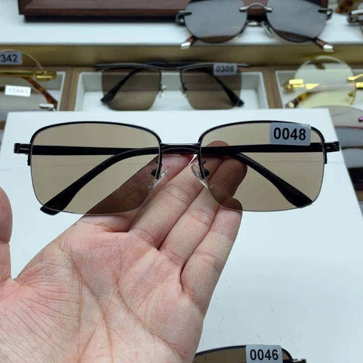 茶水晶半框眼镜 0048