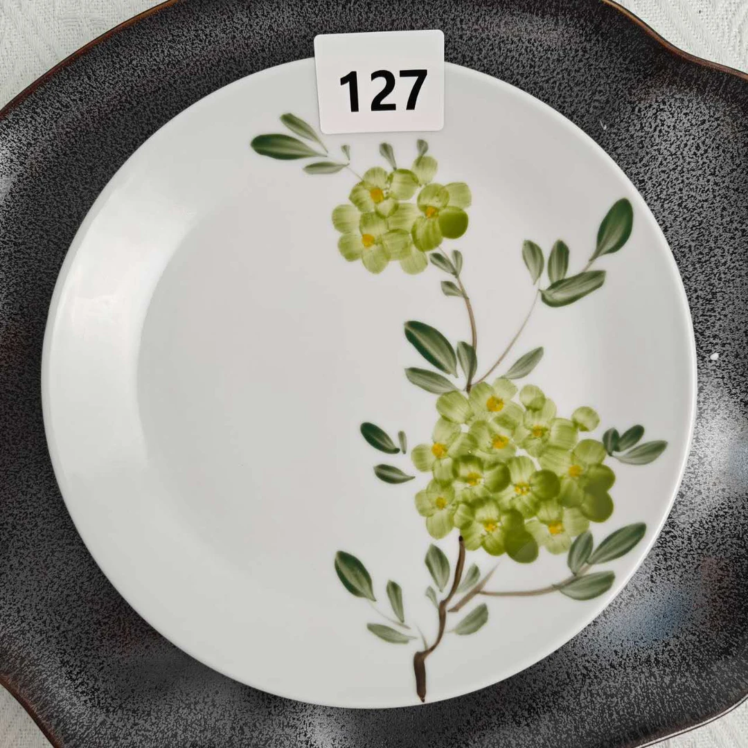 景德镇手绘釉中彩（食品级）酒店斜边圆盘127陶瓷盘子