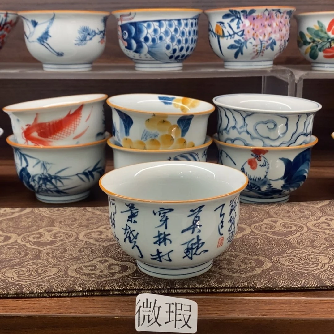 釉下彩老陶泥手工绘制