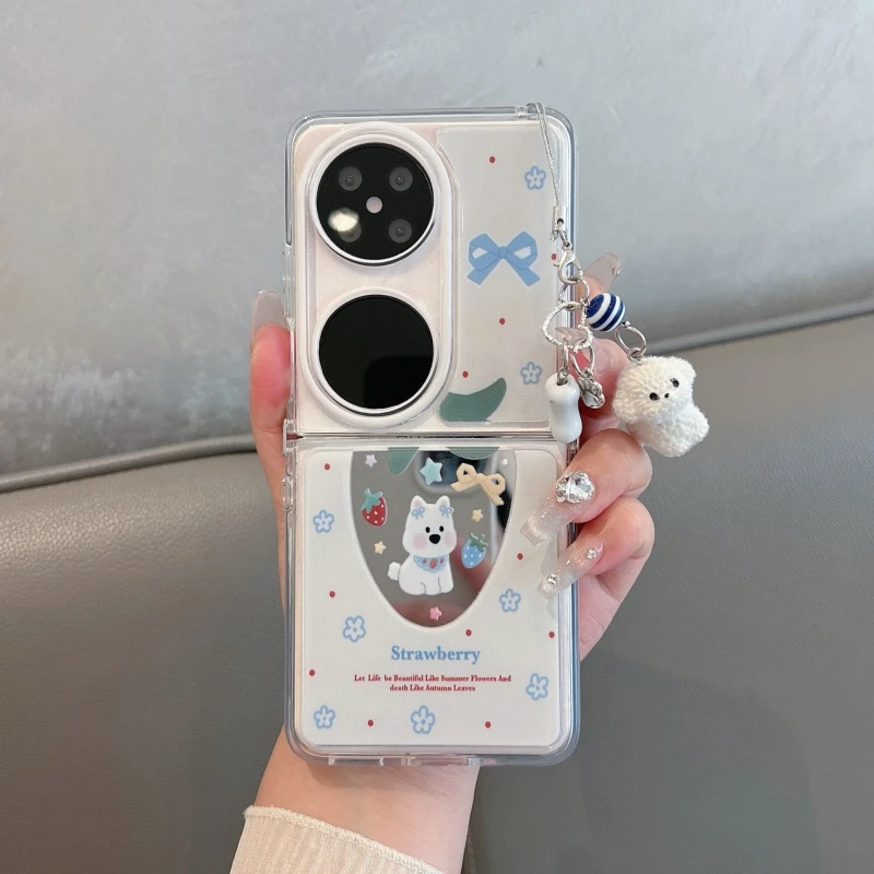 适用于华为pocket2手机壳新款折叠镜面p50pocket草莓小狗防摔女款