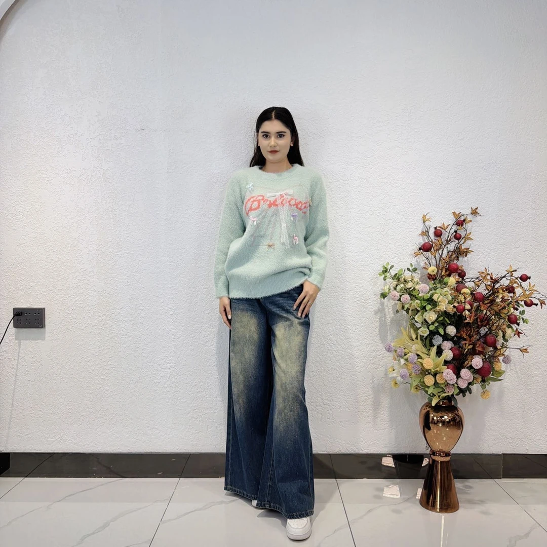 PAHRIM新款长毛圆领蝴蝶结是时尚毛衣5670