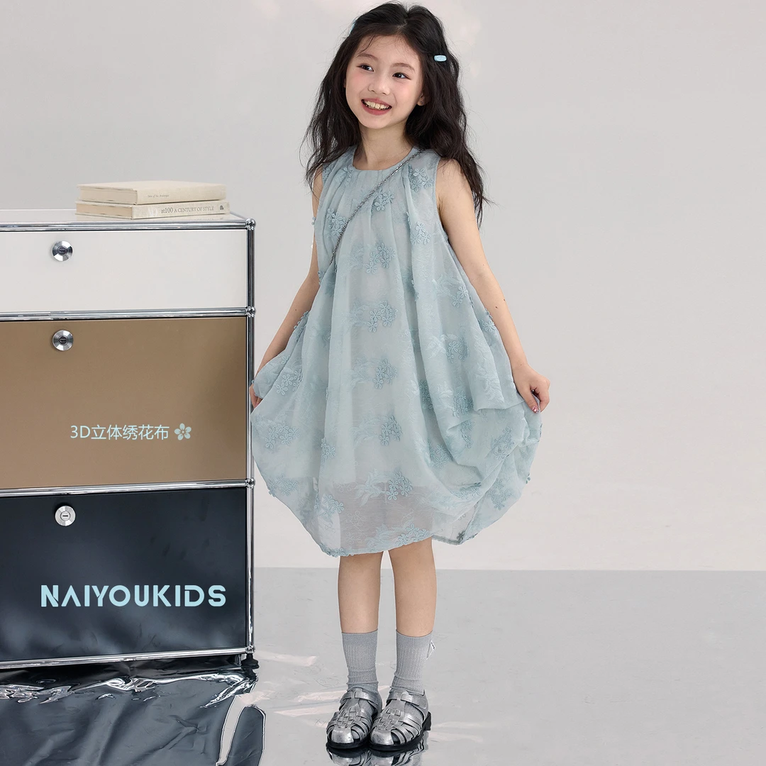 【蓝海3】女童背心连衣裙2025夏季洋气时尚宝宝无袖公主裙子Y6533