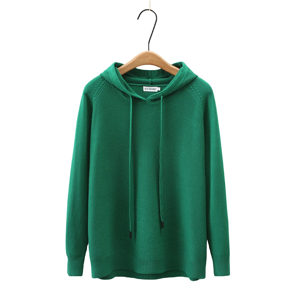 奢怡雅欣宇大码洋气显瘦连帽冬季百搭针织休闲毛衣#飞6010