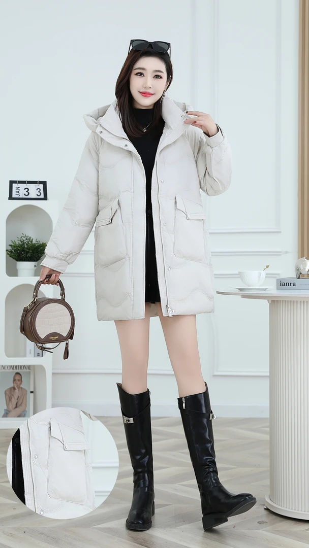 【A583】女士百搭冬季新款时尚气质显瘦高端款羽绒棉服剪标