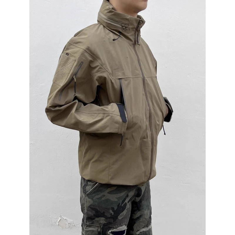 SJ硬汉军鸟硬壳连帽三防冲锋衣户外运动拉链立领机能夹克外套男