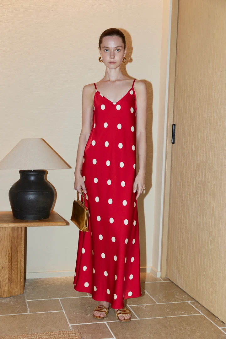 复古圆点吊带连衣裙  25020