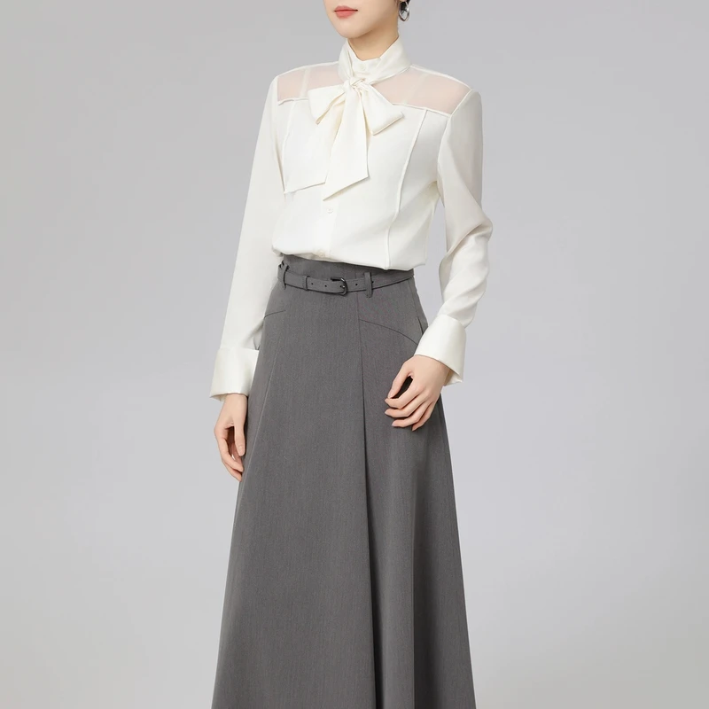 AMASS/阿玛施新款四季小众长袖衬衣面感丝质变化衬衫女5301058