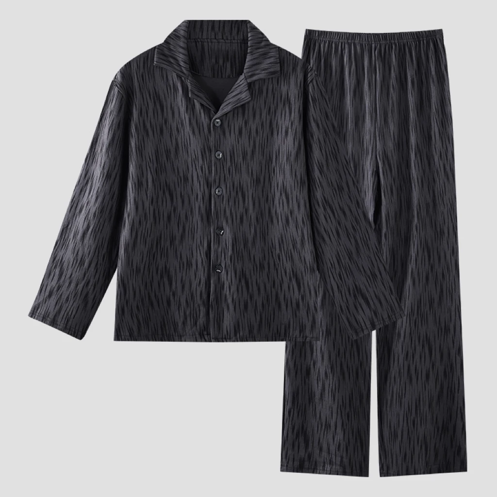 YIHAN-秋冬新款睡衣男德绒长袖宽松送礼高品质加绒保暖家居服套装