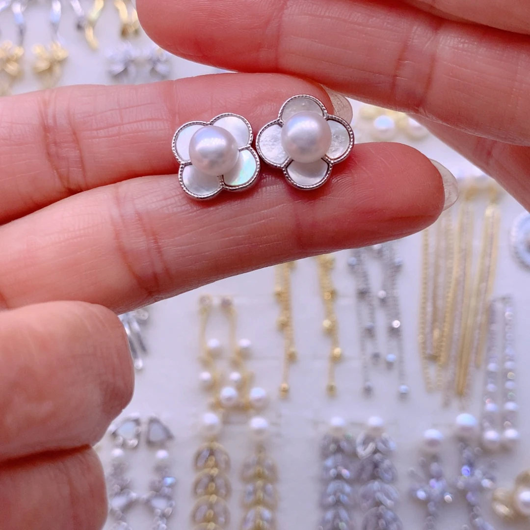 合金淡水珍珠耳饰