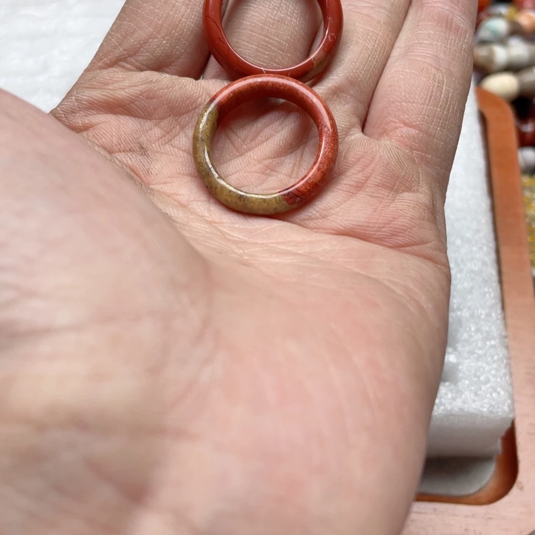 玛瑙/玉髓合金珠宝半成品2个红石飘环