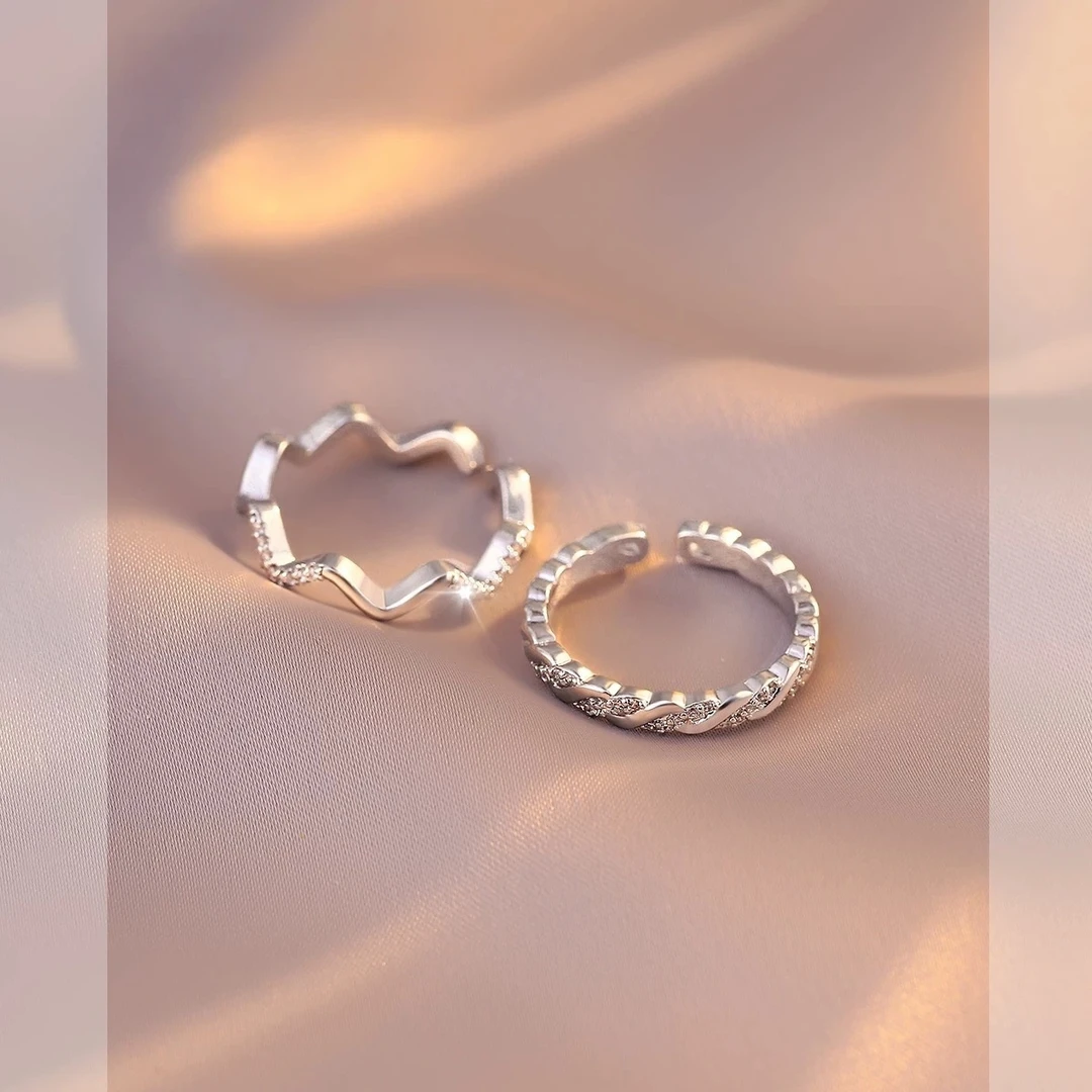 铜合金戒指 轻奢简约麻花波浪纹精致戒指设计小众款指环F1848