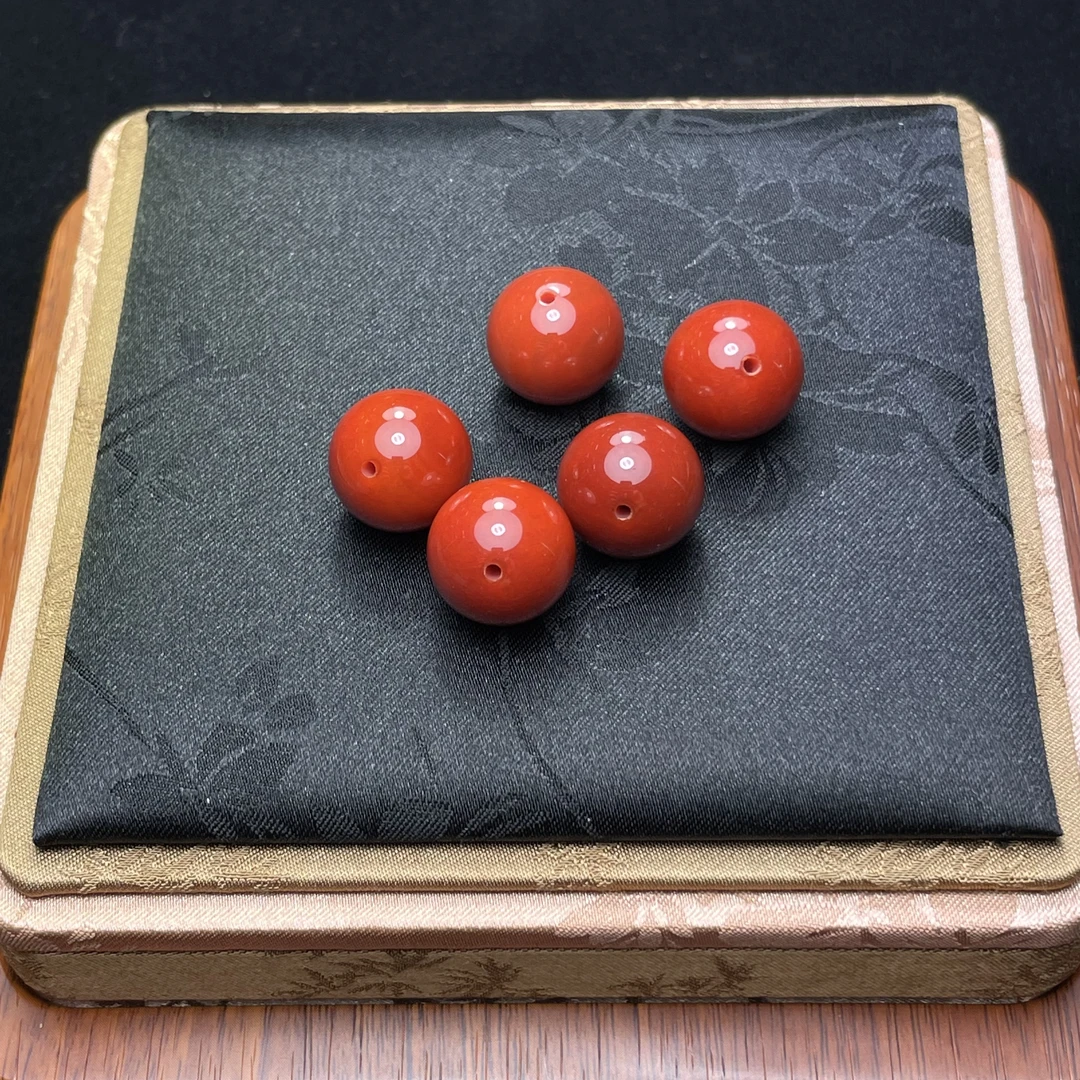 S22天然南红玛瑙柿子红15mm圆珠多样性发一