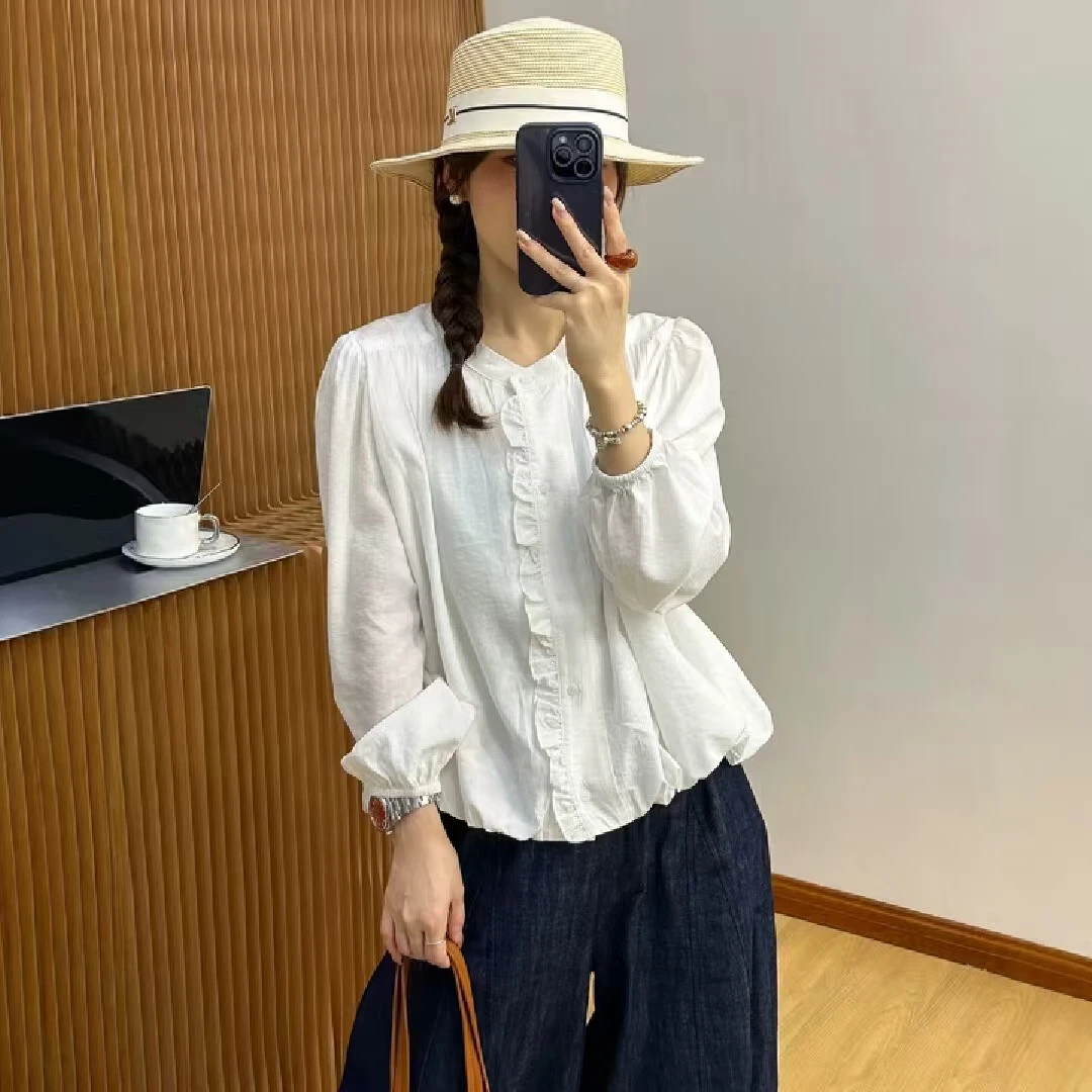 花边泡泡衬衫98103