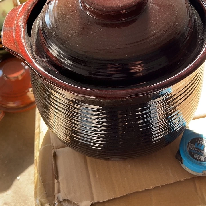 瓷粗瓷铁红砂锅口径23厘米X 18大号