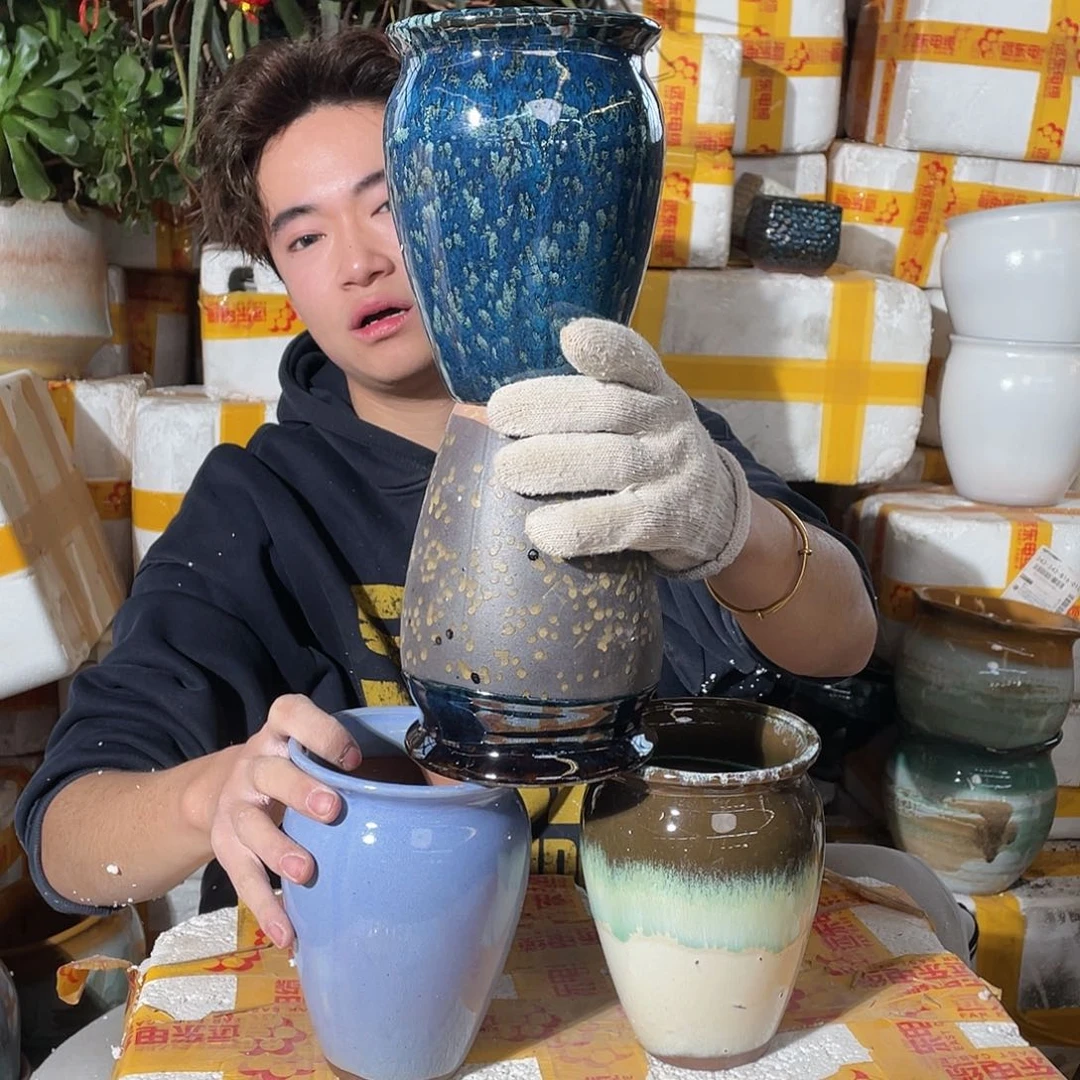 无铅玻璃宜兴紫砂花盆